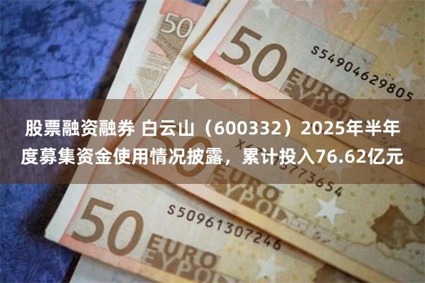 股票融资融券 白云山（600332）2025年半年度募集资金使用情况披露，累计投入76.62亿元