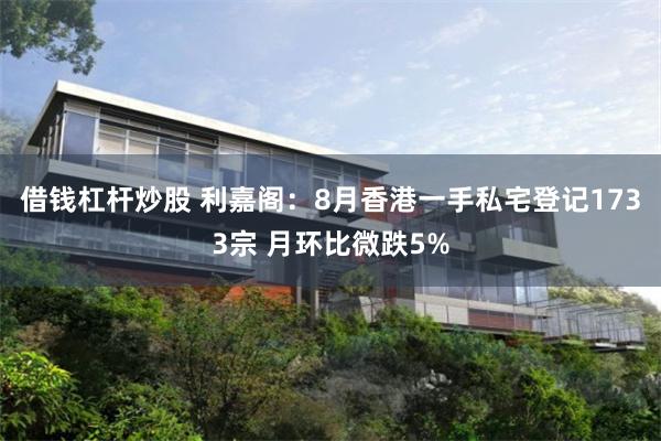 借钱杠杆炒股 利嘉阁：8月香港一手私宅登记1733宗 月环比微跌5%