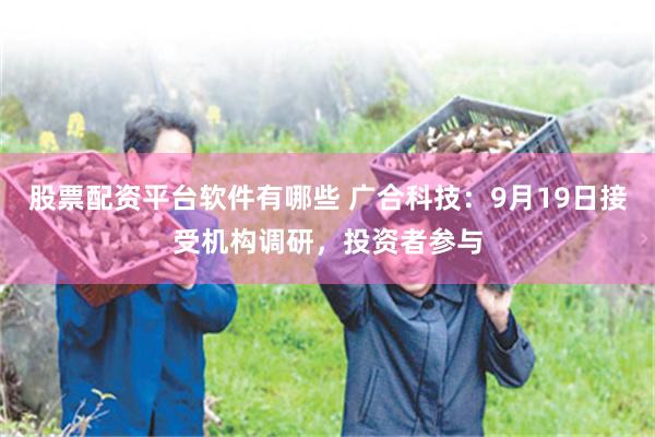 股票配资平台软件有哪些 广合科技：9月19日接受机构调研，投资者参与