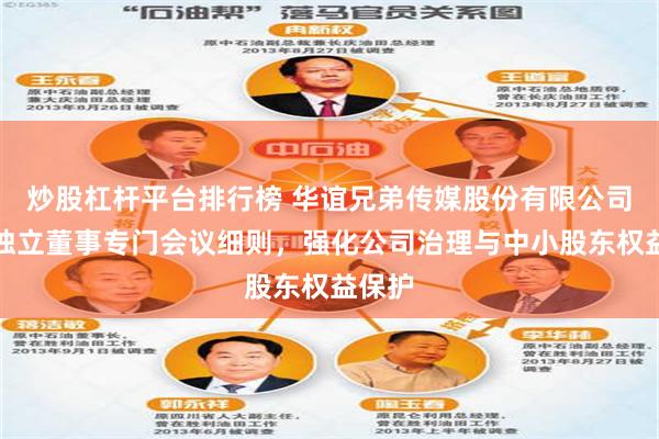 炒股杠杆平台排行榜 华谊兄弟传媒股份有限公司修订独立董事专门会议细则，强化公司治理与中小股东权益保护
