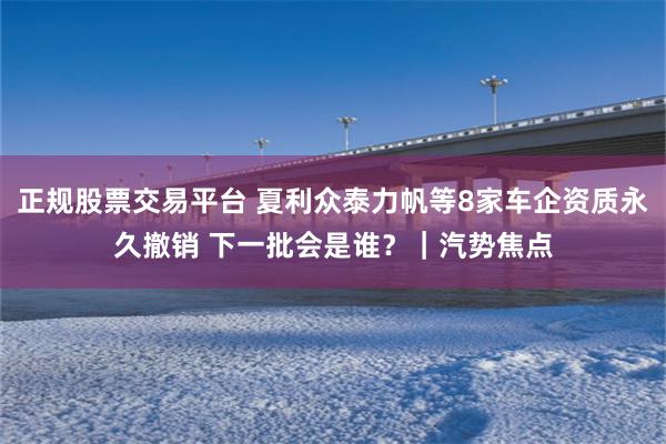 正规股票交易平台 夏利众泰力帆等8家车企资质永久撤销 下一批会是谁？｜汽势焦点