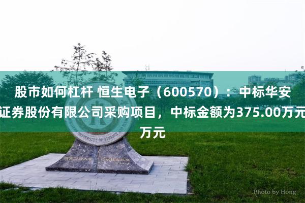 股市如何杠杆 恒生电子（600570）：中标华安证券股份有限公司采购项目，中标金额为375.00万元