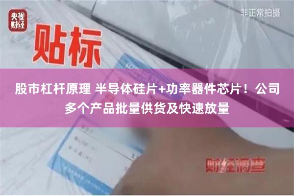股市杠杆原理 半导体硅片+功率器件芯片！公司多个产品批量供货及快速放量