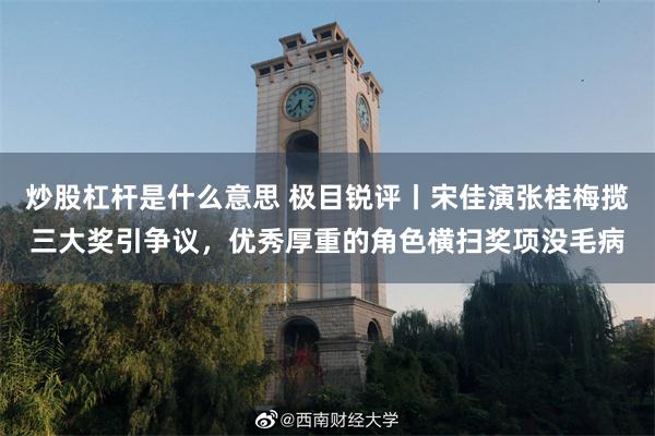 炒股杠杆是什么意思 极目锐评丨宋佳演张桂梅揽三大奖引争议，优秀厚重的角色横扫奖项没毛病