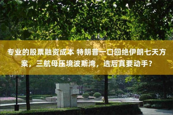 专业的股票融资成本 特朗普一口回绝伊朗七天方案，三航母压境波斯湾，选后真要动手？
