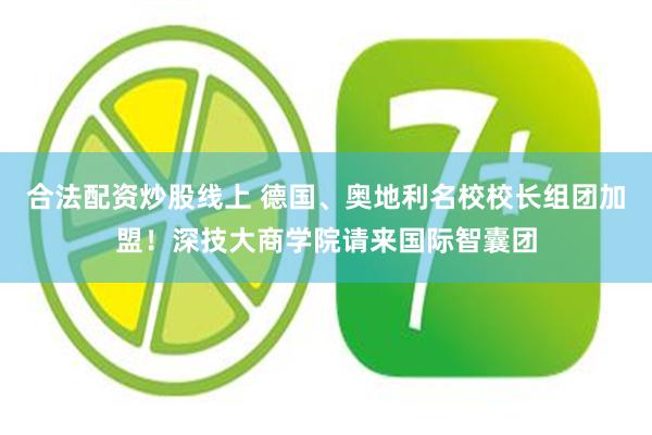 合法配资炒股线上 德国、奥地利名校校长组团加盟！深技大商学院请来国际智囊团